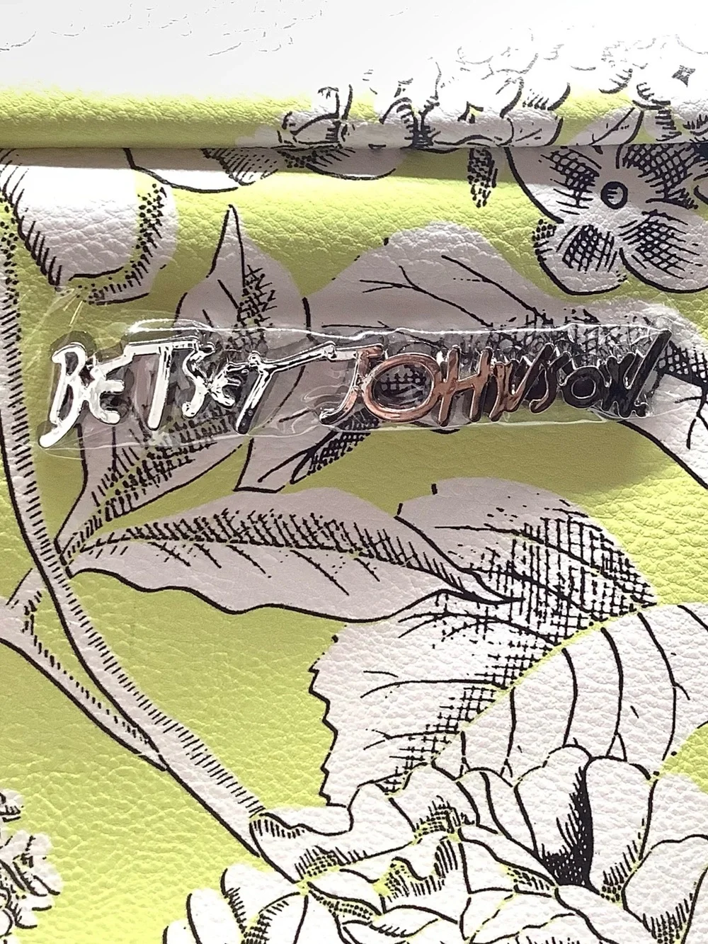 Betsey Johnson Lime Green Floral Cosmetic Bag with Wristlet Strap - NWOT